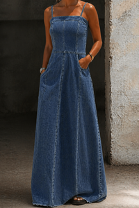 Savannah | Vintage Denim Maxikleid in Hellblau
