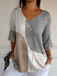 Melanie | Damen Pullover mit abstraktem geometrischem Muster in Mehrfarbig