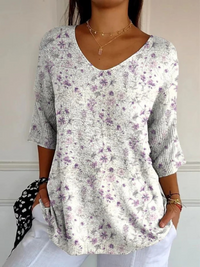 Sadie | Damen Vintage Blumen Kunst Casual Pullover Strick in Mehrfarbig
