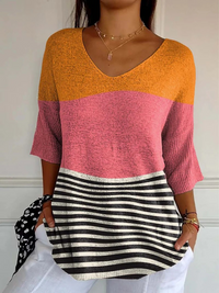 Jeanne | Damen Pullover mit abstraktem Linienmuster in Mehrfarbig
