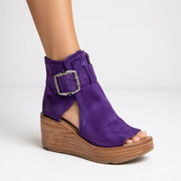 Zoya | Offene Keilabsatz-Stiefelette in Violett