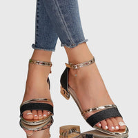 Damen Hochhackig Sandalen Riemchen Blockabsatz Sommer Schuhe in Schwarz