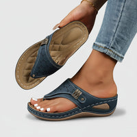 Damen Sandalen Riemen Klettverschluss in Marine