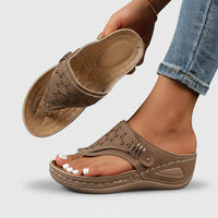 Damen Sandalen Riemen Klettverschluss in Braun