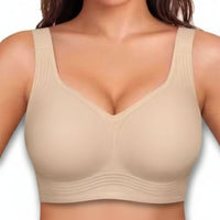Damen Push Up BH Ohne Bügel Nahtlos BH in Cremiges Beige