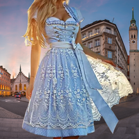 Eveline | Damen Elegantes Warmes Dirndl in Blau