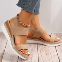 Damen Sandalen Keilabsatz Verstellbare Riemen in Braun