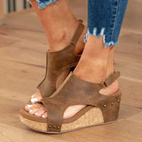 Damen Sandalen Orthopädischem Keilabsatz Sommer in Braun