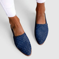 Damen Sandalen Geflochtene Sommer Schuhe Bequeme Freizeit in Blau