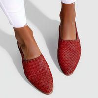 Damen Sandalen Geflochtene Sommer Schuhe Bequeme Freizeit in Rot