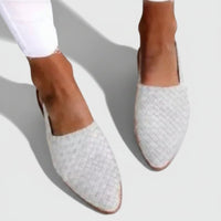 Damen Sandalen Geflochtene Sommer Schuhe Bequeme Freizeit in Weiß