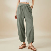 Damen Knöchelhose Stoffhose Freizeit Anzughose in Grün