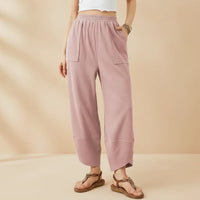 Damen Knöchelhose Stoffhose Freizeit Anzughose in Rosa