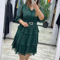 Valencia™ Kleid mit Stufenrock und dezentem Punkte-Muster in Grün