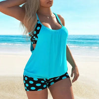 Lurielle™-Tankini-Set mit Lockerem Tanktop und Gemusterten Shorts in Blau