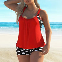 Lurielle™-Tankini-Set mit Lockerem Tanktop und Gemusterten Shorts in Rot