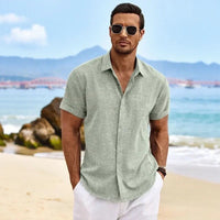 Arvian™-Hemd aus Baumwoll-Leinen im Lässig-Eleganten Stil in Hellgrün