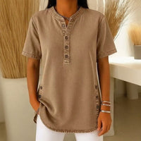 Jeansbluse Calenny™ Mit Gewaschener Optik und Lockerer Passform in Khaki