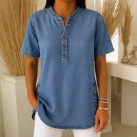 Jeansbluse Calenny™ Mit Gewaschener Optik und Lockerer Passform in Blau