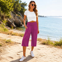 Rosetta™ Culotte aus Baumwoll-Leinen mit Elegantem Kräuselbund in Rosa
