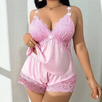 Amara™ Babydoll-Set Mit Top Und Shorts Mit Spitzenbesatz in Pink