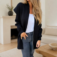 Strickjacke Fenja™ mit Kapuze, weichem Strick und langem Schnitt in Schwarz