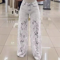 Bethania™ Jeans aus Modernem Denim mit Handgefertigter Blumen-Spitze in Weiß