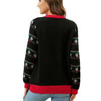 Damen Vintage Weihnachts-Pullover – Kuscheliger Stoff in Schwarz