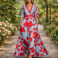 Mila™ - Weiches V-Ausschnitt Maxikleid in Rot