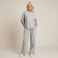 Urban Eleganz™ Zweiteileraus Comfort-Maschenware mit eleganten Kristalldetails in Grau