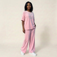 Urban Eleganz™ Zweiteileraus Comfort-Maschenware mit eleganten Kristalldetails in Rosa
