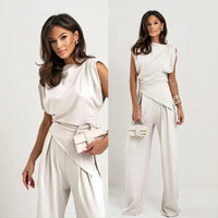 Bellanova™-Set mit Drapiertem Oberteil und Eleganter Hose in Beige