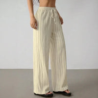 Zirelle™ Pants with Elegant Stripes and Smart Comfort in Khaki