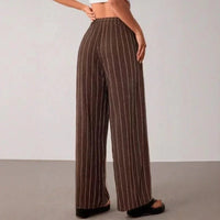 Zirelle™ Pants with Elegant Stripes and Smart Comfort in Kaffeebraun