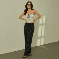 Zirelle™ Pants with Elegant Stripes and Smart Comfort in Schwarz