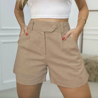 Bellini™ Shorts mit Eleganten Falten und Raffinierter Passform in Khaki