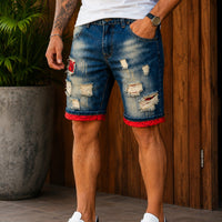 Dante™ Premium-Denim-Shorts mit Stone-Wash-Optik in Blau