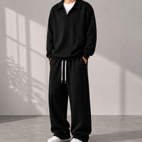 Valdren™ Herren 2-Teiliges Set Aus Strukturierter Strickware in Schwarz