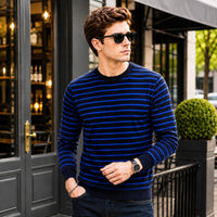 Belmont™ Premium-Strickpullover mit Fleecefutter in Blau