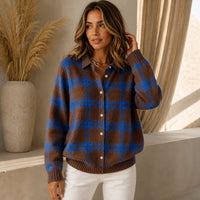 Saint Claire™ Premium-Strickjacke mit Karomuster in Braun