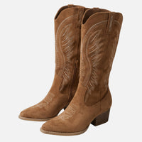 Kathrin | Damen Wildleder Westernstiefel Hoher Schaft – Hohe Western Stiefel Damen in Kamel