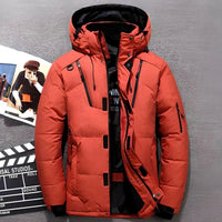 Winterjacke Damen Gefütterte Kapuzenjacke mit Reißverschlusstaschen für kalte Tage in Rot
