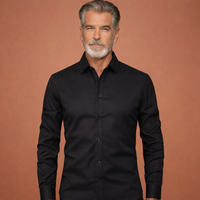 Slim-Fit Herrenhemd mit langen Ärmeln für Business- und Freizeitoutfits | Reinout in Schwarz