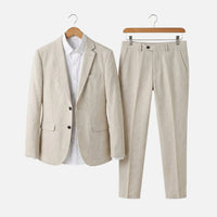 Nils | Herren Zweiteiliger Strukturstoff-Anzug Sakko Hose – Strukturierter Anzug in Beige