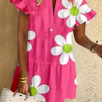 Elowen | Blumenmuster Kleid in Rosa