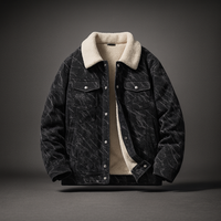 Alderon Sherpa Corduroy Jacket in Schwarz