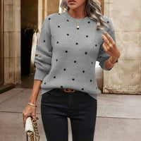 Nena™ – Gestrickter Pullover mit Punkten in Grau