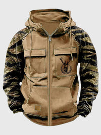 Neil | Herren Kapuzenjacke mit Taschen und Kordelzug in Beige