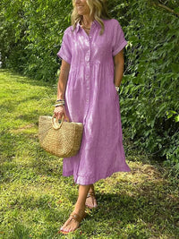 Helga | Komfortables Maxi-Hemdkleid mit weichem Griff in Pink