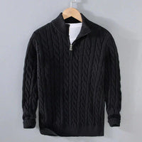 Adam | Eleganter Pullover mit halbem Reißverschluss in Schwarz
